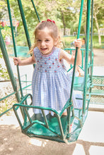 Load image into Gallery viewer, Emma, smocked dress, in 10mm light blue gingham