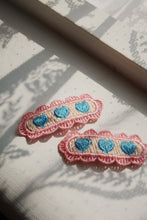 Load image into Gallery viewer, 2 pack heart embroidery hair clip - buttercream