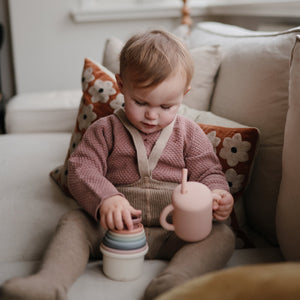 Silicone Training Cup + Straw (Blush)