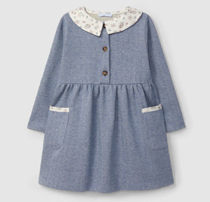 Herringbone knit dress with fabric details