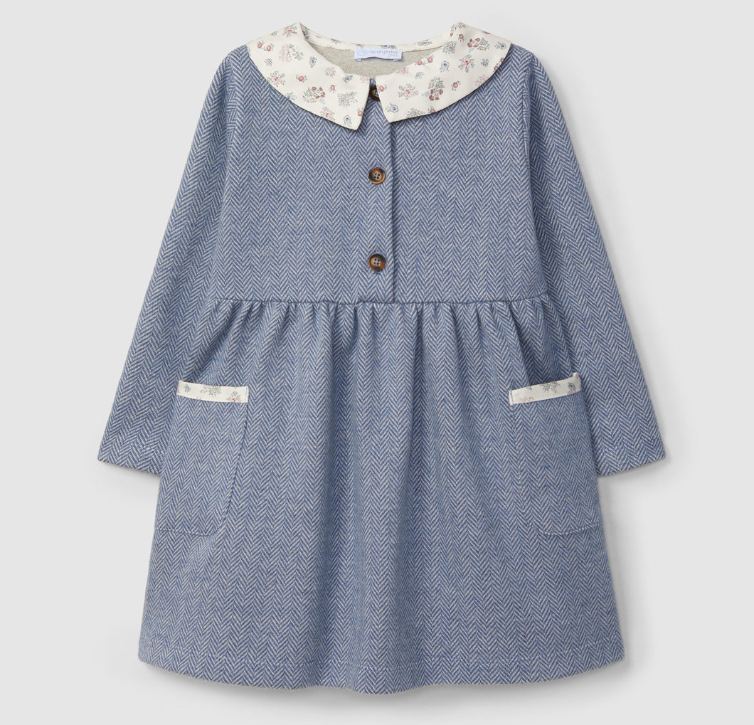 Herringbone knit dress with fabric details