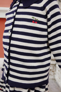 venton knit skirt gots - navy stripe