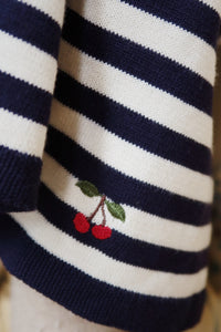 venton knit skirt gots - navy stripe