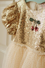 Load image into Gallery viewer, starla puff sleeve dress gold blush