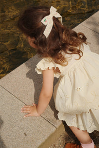 velvet bow pearly hair clip - pearled ivory