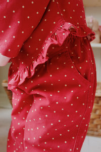 nola pants - strawberry dot