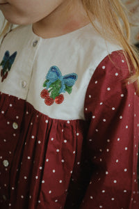 muna dress - cabernet dot