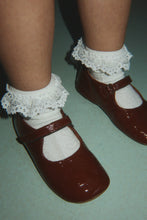 Load image into Gallery viewer, 2 pack pointelle frill socks - red/off white
