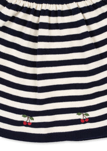venton knit skirt gots - navy stripe