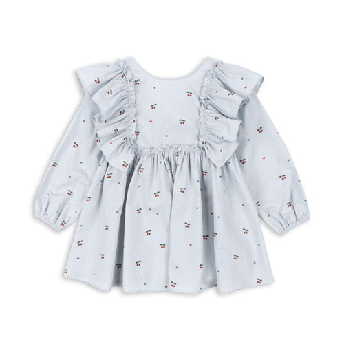 evia ls bow dress gots - cherry blue coeur