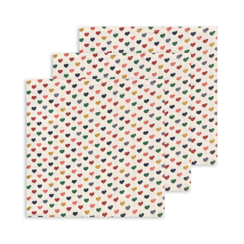 3 pack muslin cloth gots - coeur coloré