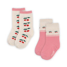Load image into Gallery viewer, 2 pack jacquard socks - cherry mix