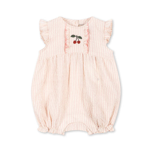 ellie frill romper gots peony stripe
