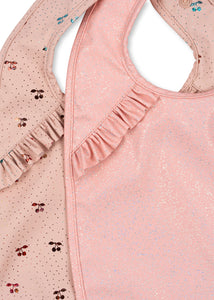 2 pack dinner bib with frill - cherry sparkle