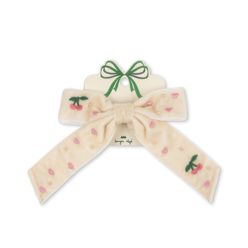 velvet bow pearly hair clip - pearled ivory