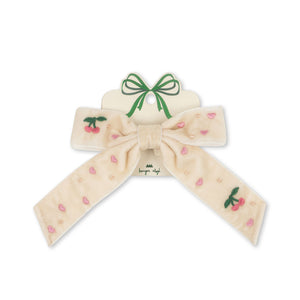 velvet bow pearly hair clip - pearled ivory