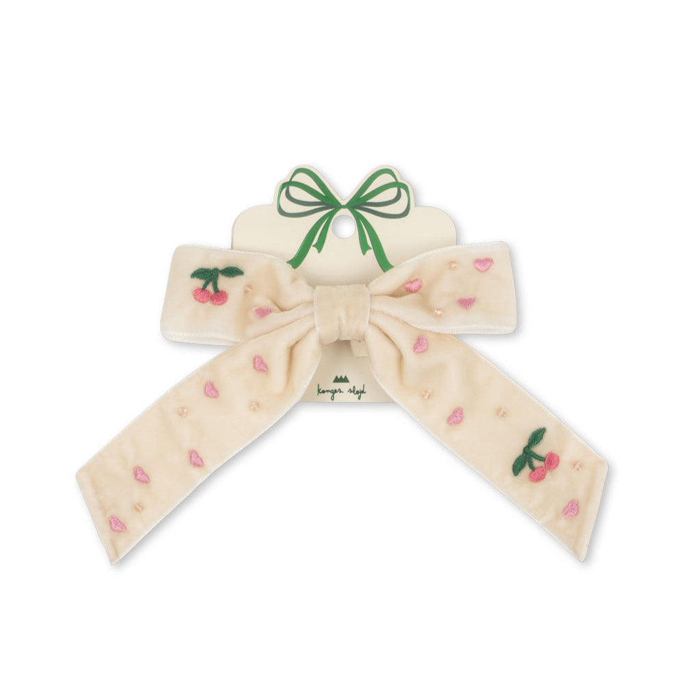 velvet bow pearly hair clip - pearled ivory