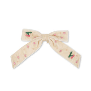 velvet bow pearly hair clip - pearled ivory