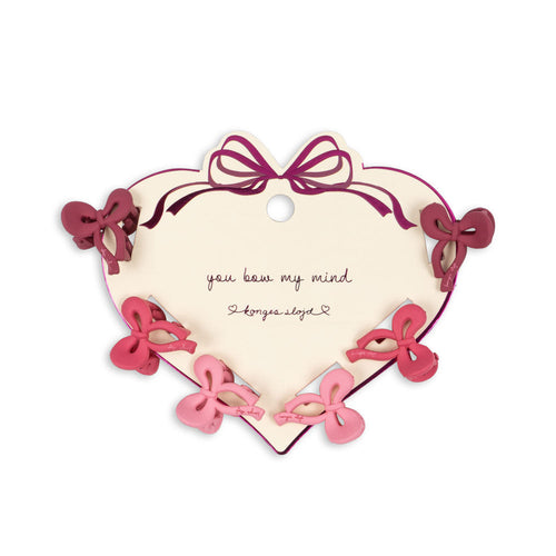 6 pack mini bow hair clip - pink mix
