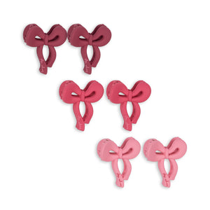 6 pack mini bow hair clip - pink mix