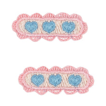 Load image into Gallery viewer, 2 pack heart embroidery hair clip - buttercream