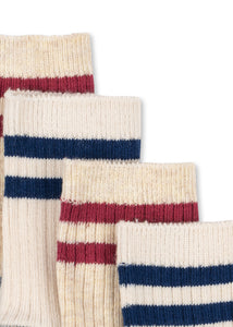 2 pack rib socks - off white/multi strip