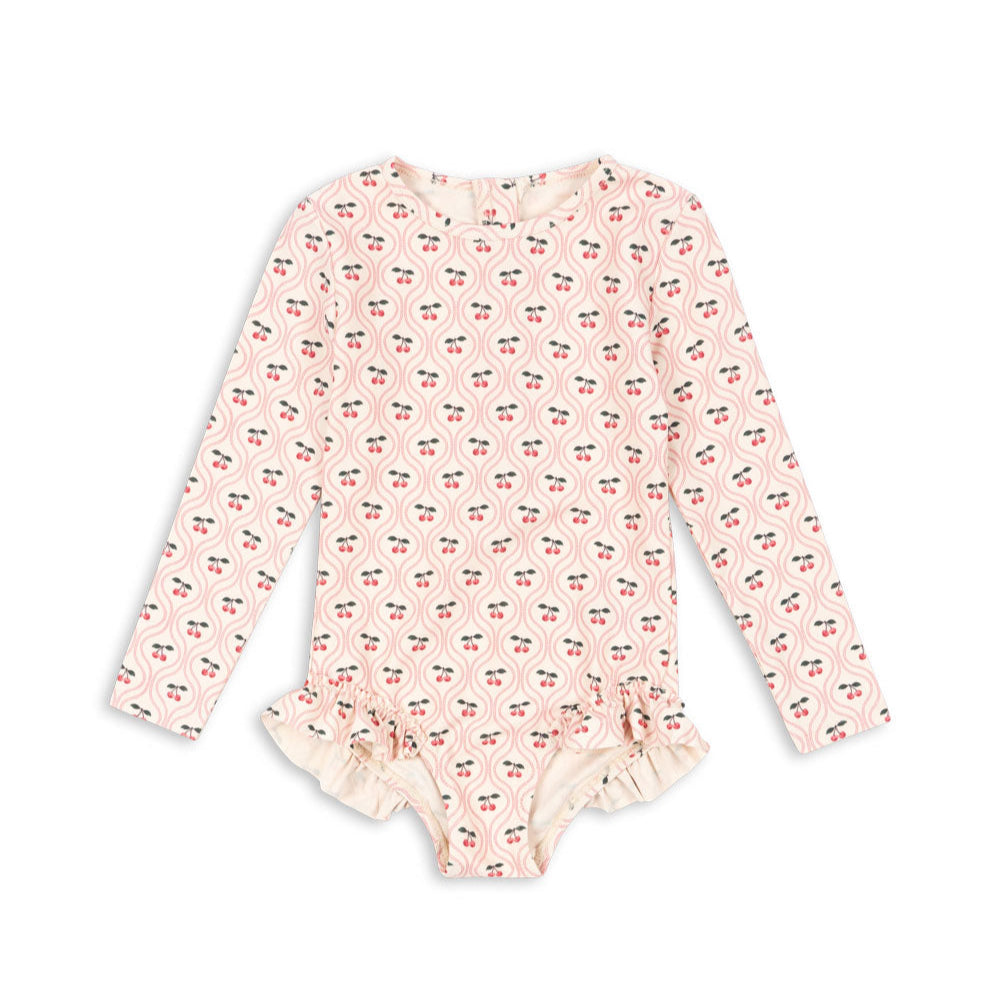 merle ls swimsuit grs - cherry pink motif