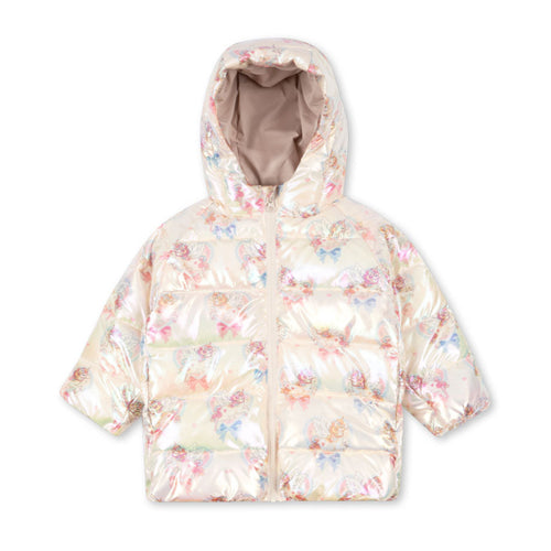Floral-patterned baby jacket on a white background