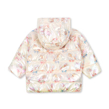 Load image into Gallery viewer, Floral-patterned puffer jacket on a white background