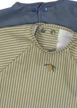 Load image into Gallery viewer, 2 pack dinner bib with sleeves - tea stripe/flint stone
