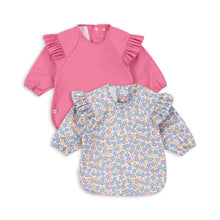 Load image into Gallery viewer, 2 pack dinner bib with sleeves - fleur rosier/chateau rose