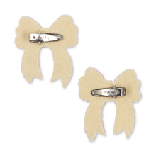 Load image into Gallery viewer, Beige bow-shaped hair clips on a white background