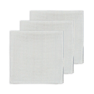 Set of three striped placemats on a white background
