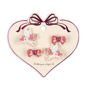 4 pack unicorn bow hair clip - multi