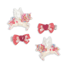 Load image into Gallery viewer, 4 pack unicorn bow hair clip - multi