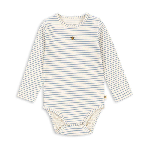 Striped baby bodysuit on a white background