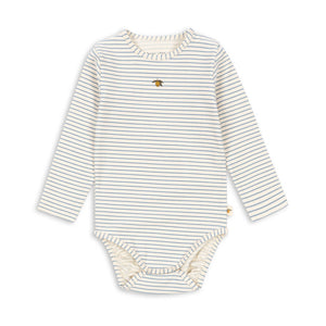 Striped baby bodysuit on a white background