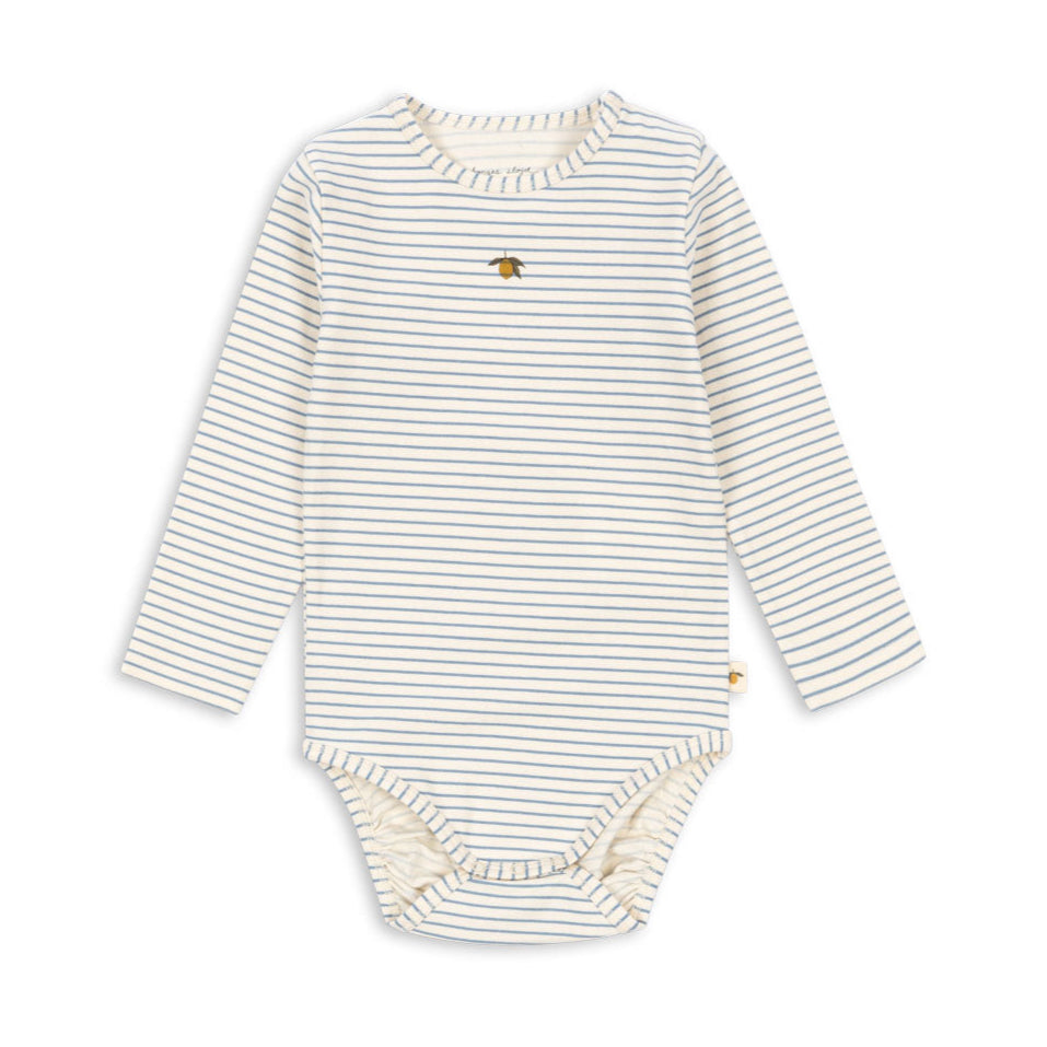 Striped baby bodysuit on a white background