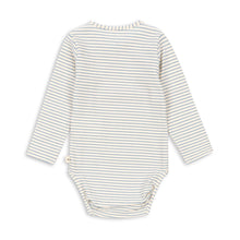 Load image into Gallery viewer, Striped baby bodysuit on a white background