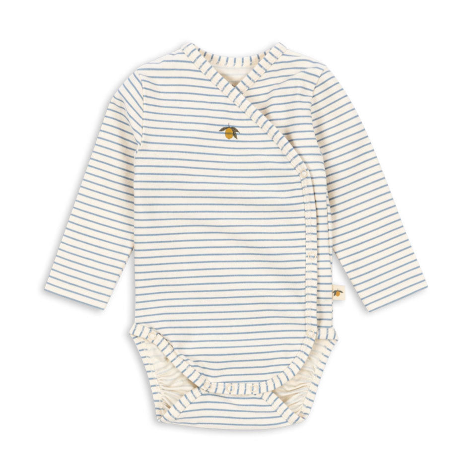Striped baby bodysuit on a white background
