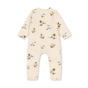 Baby onesie with animal print on a white background