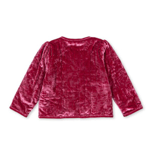 Red velvet top on a white background