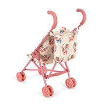 Load image into Gallery viewer, Pink doll stroller with floral canopy on a white background