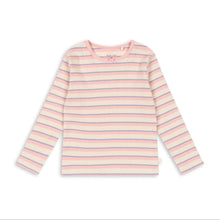 Load image into Gallery viewer, Pink and white striped long-sleeve shirt on a white background