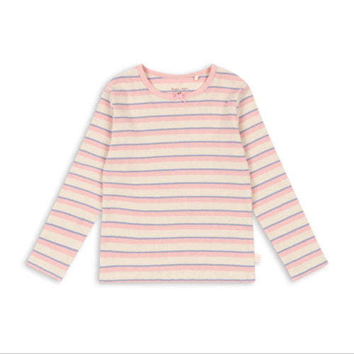 Pink and white striped long-sleeve shirt on a white background