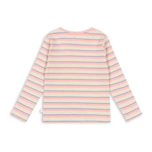 Load image into Gallery viewer, Pink and white striped long-sleeve shirt on a white background