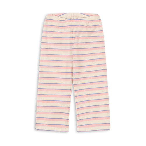 Pink and white striped pants on a white background