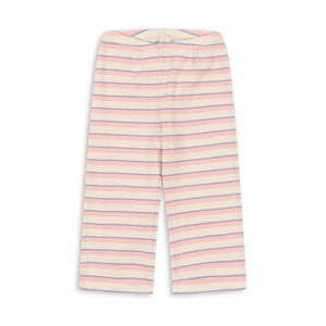 Pink and white striped pants on a white background