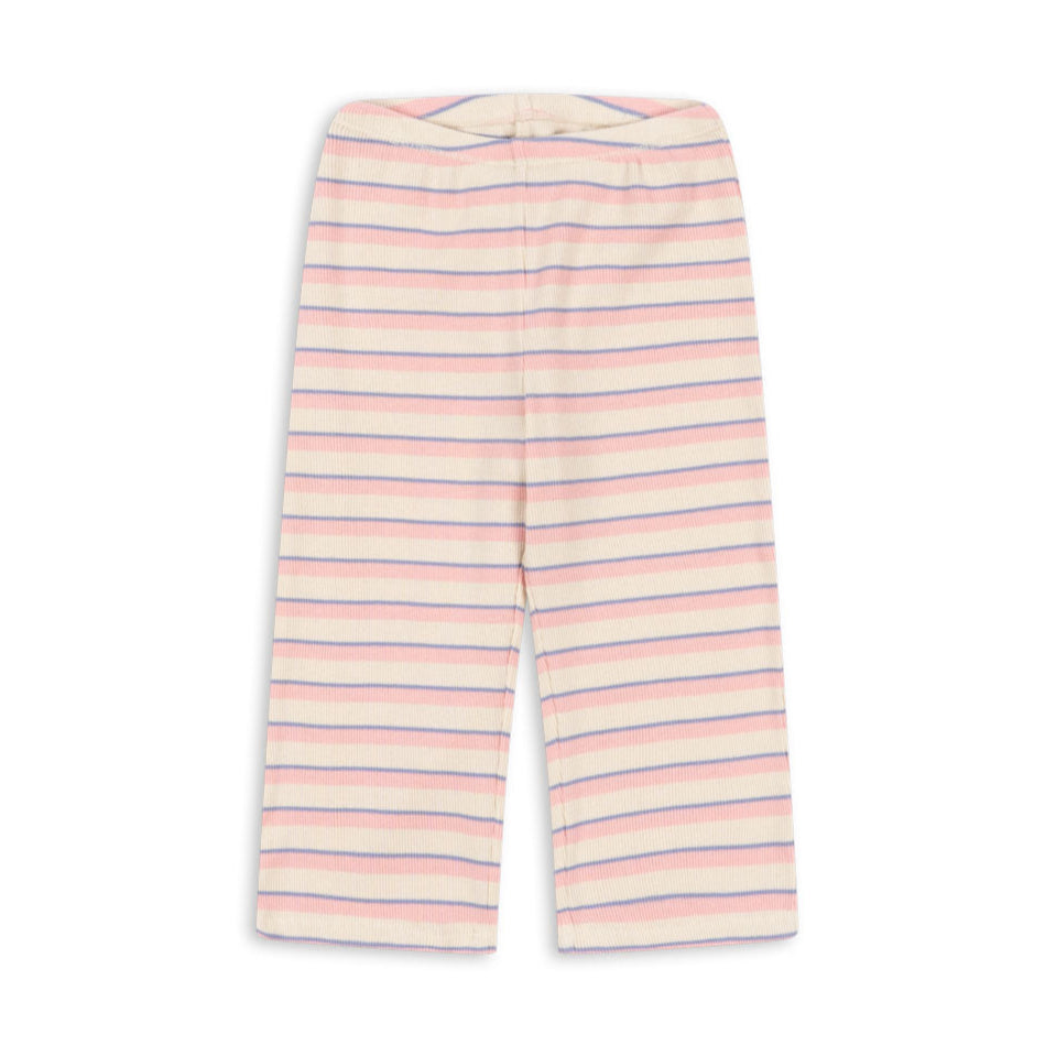 Pink and white striped pants on a white background