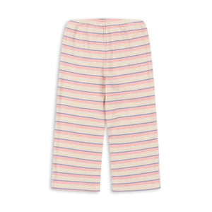 Pink and white striped pants on a white background